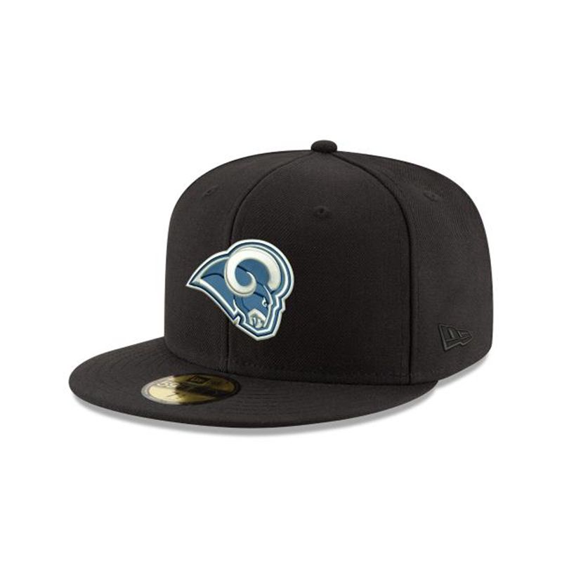 NFL Los Angeles Rams 59Fifty Fitted (BOM8432) - Black New Era Caps